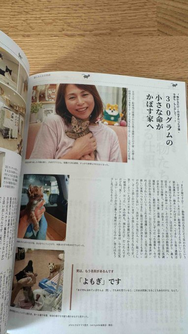 Japanese magazine spread introducing Yomogi and the rescue story